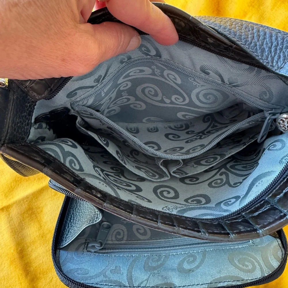 Brighton Black Croc-Embossed Shoulder Bag - Picture 8 of 9